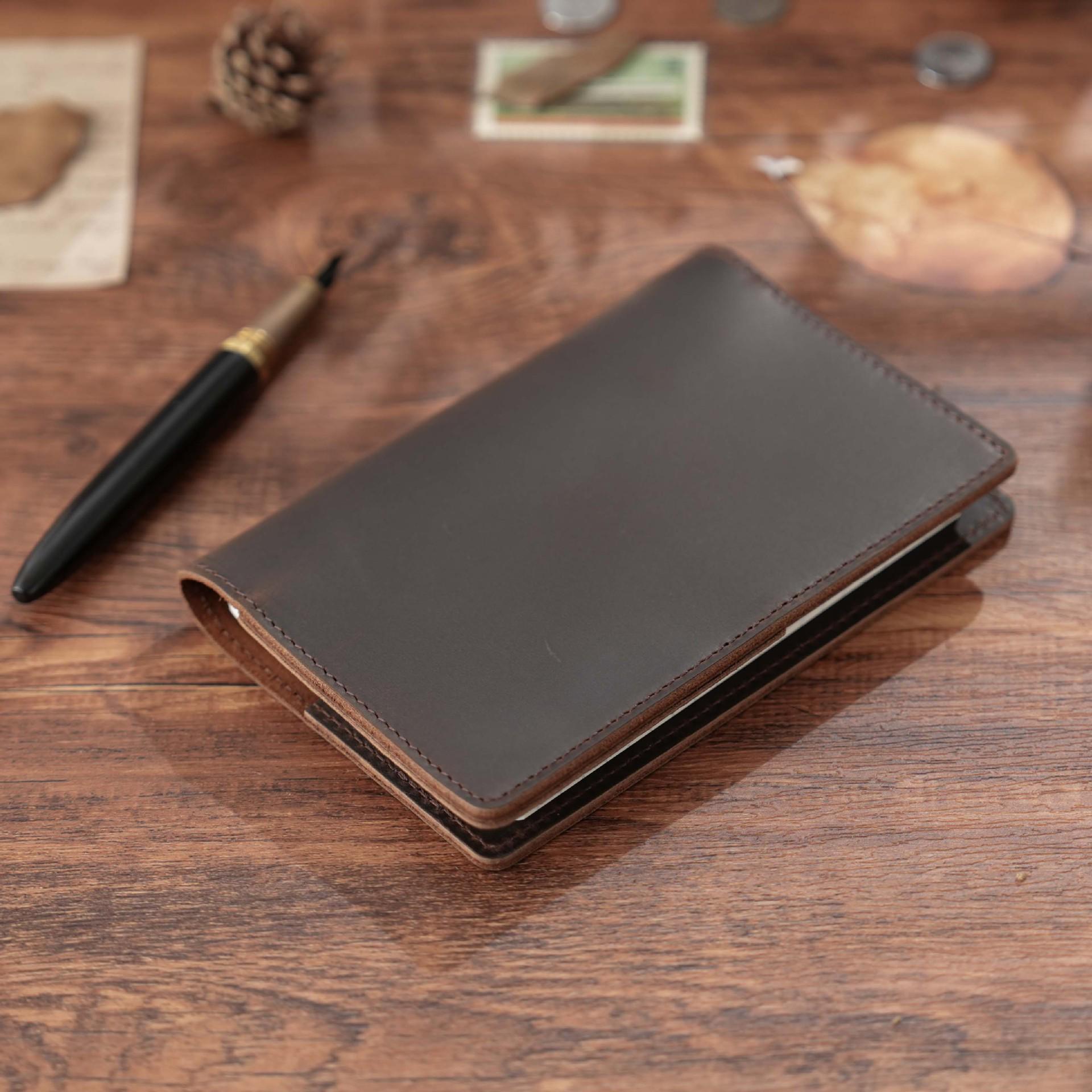 Vintage Cowhide Leather Travel Journal - Handmade Diary Notebook