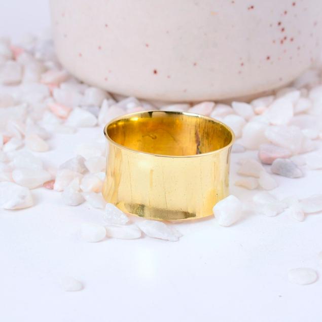 Handcrafted Two-Tone Brass Spinner Ring with Chevron Etchings and Beaded Design