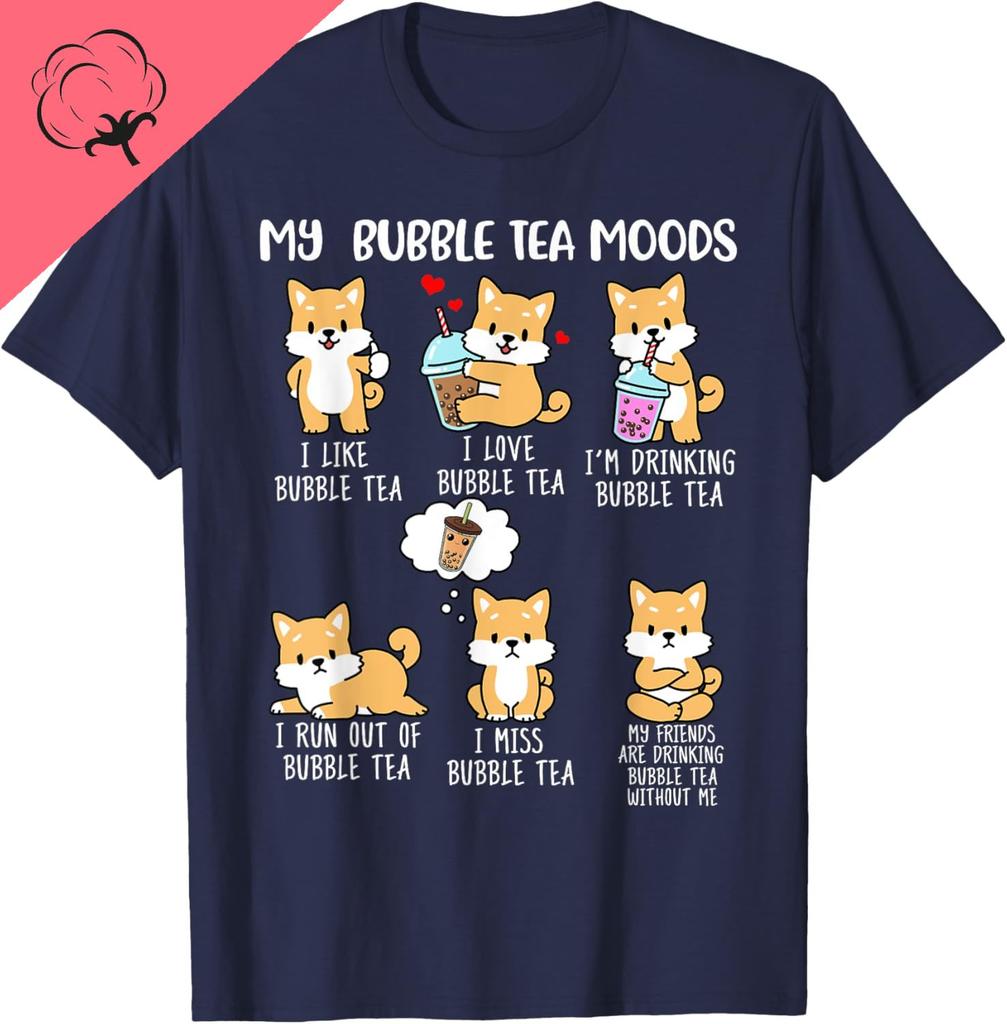 Shiba Inu Bubble Tea Shirt Women Boba Tea Dog Bubble Tea TShirt Funny T Shirts Graphic T Shirts  Men Clothing Tops Harajuku