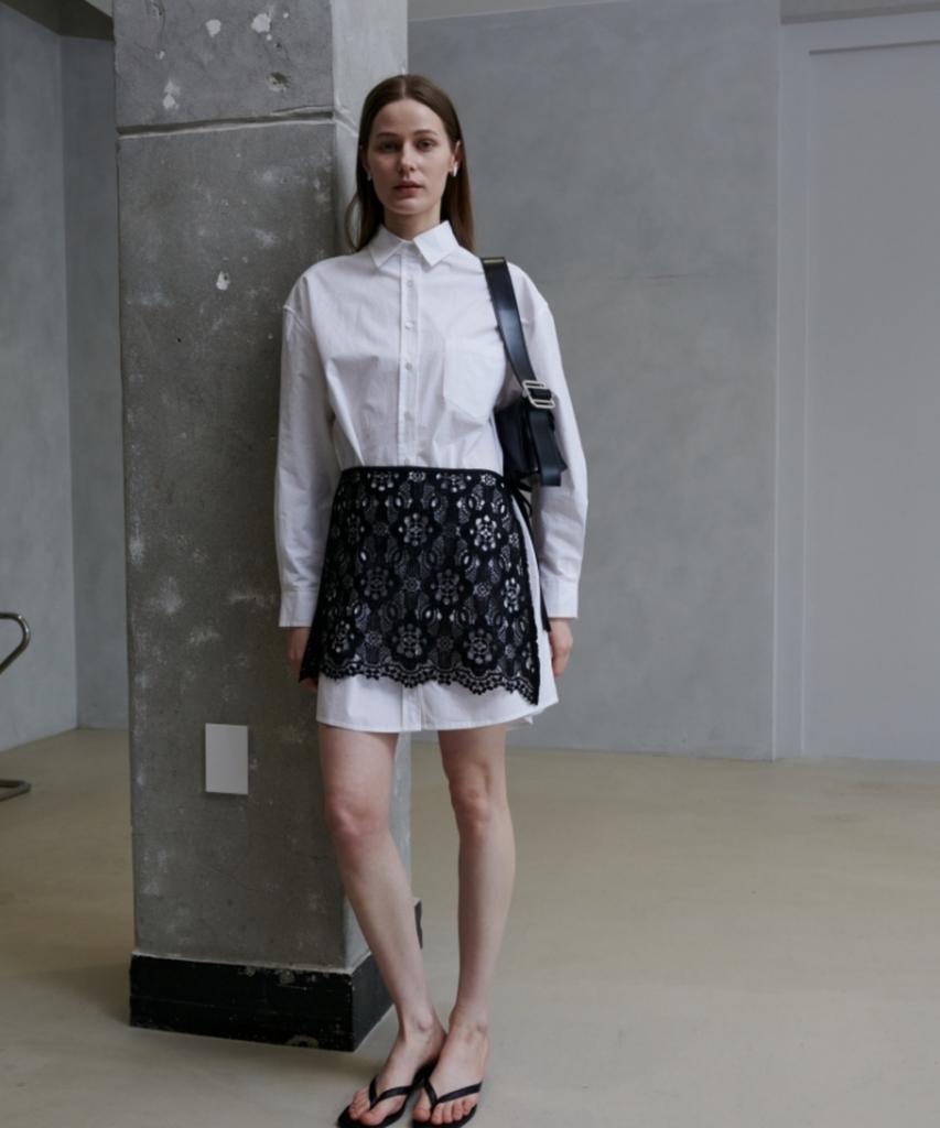 Owaiwai Lace Wrap Layered Skirt_Black