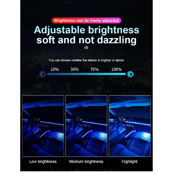 Newest Hidden LED Symphony Dual Zone Car Ambient Light Smoke Matt Black Acrylic Light Strip Interior Decoration Lighting Kit 12V