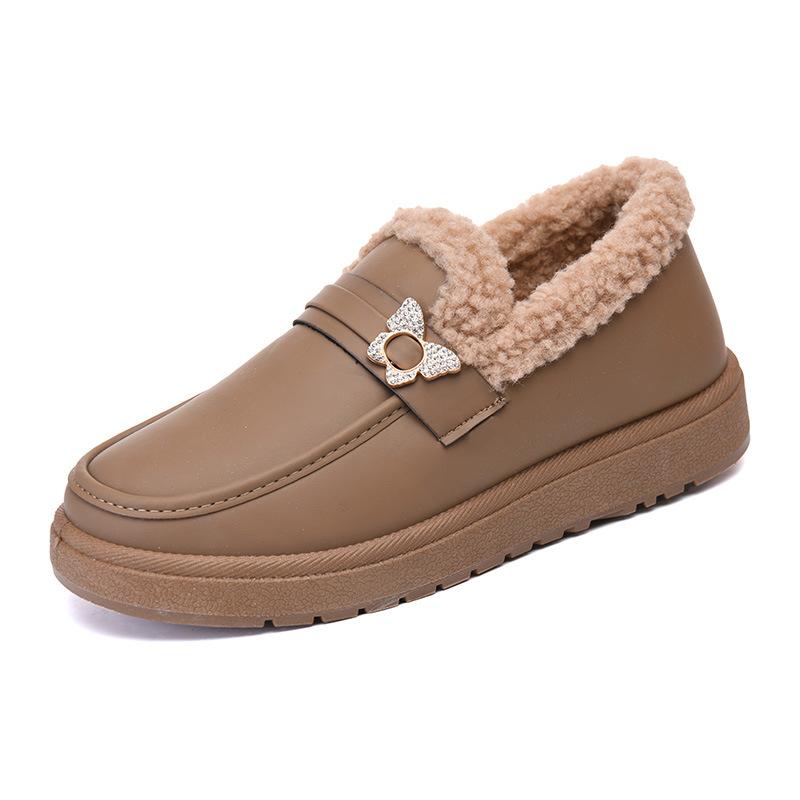 Winter New Leather Waterproof Cotton Boots Women's Velvet Thickened Warm Snow Boots Middle-aged and Elderly Fashion Casual Mother Shoes