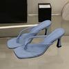 Fashion Female High Heels Slippers Shoes For Ladies Summer Beach Slides Fashion Silk Women Heeled Slippers Sandals Shoes Flip flops