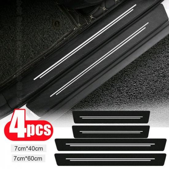 White Car Door Plate Sill Scuff Cover Anti-Scratch Sticker Protector Accessories