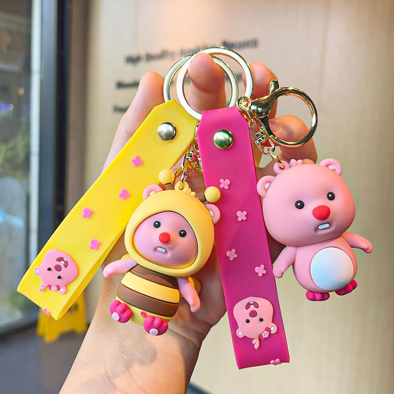 Adorable Cartoon Beaver Keychain Cute Silicone Figure For Girlfriend Gift