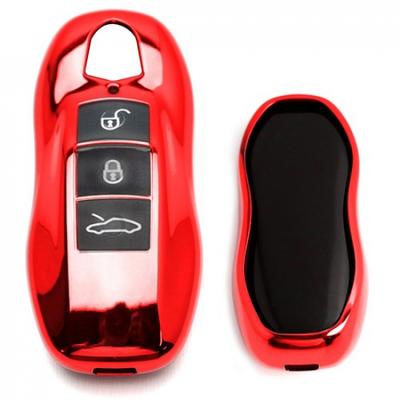 Red TPU Key Fob Cover Case For Porsche Cayenne Panamera Macan 718 Cayman 911