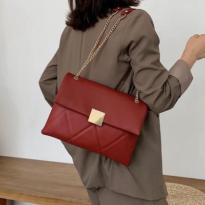Große Kapazität Mode Ketten Schulter Tasche Einfache Solide Design Sinn Quadratische Umhängetasche Koreanischen Stil Frauen Neue Braut Handtasche