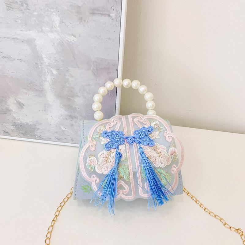 Charming Ancient-Style Pearl Handbag for Little Girls – Cute Outdoor Princess Coin Purse