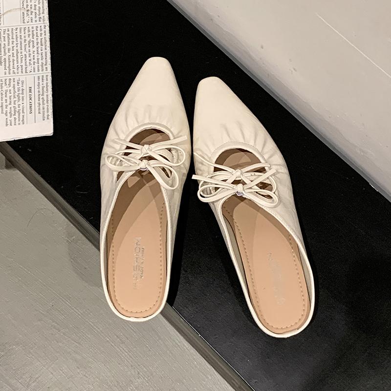 Fashion Summer Internal Elevation Women's Mules Slippers Fashion Butterfly-knot Slides Casual Street Style Slingback Shoes