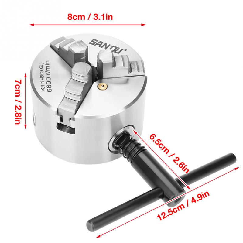 SANOU K11-80 Mandrin 3 Mâchoires 80mm - Mandrin Auto-Centré Pour Tour Métal Et Bois