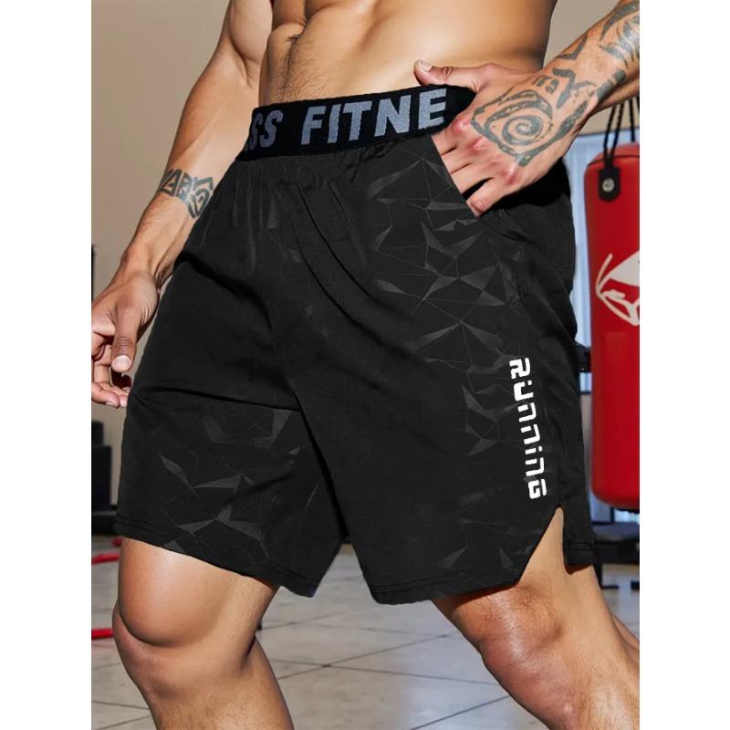 

Men s Lightweight Training Shorts Camo Pattern Breathable Sports Bottoms M чёрный
