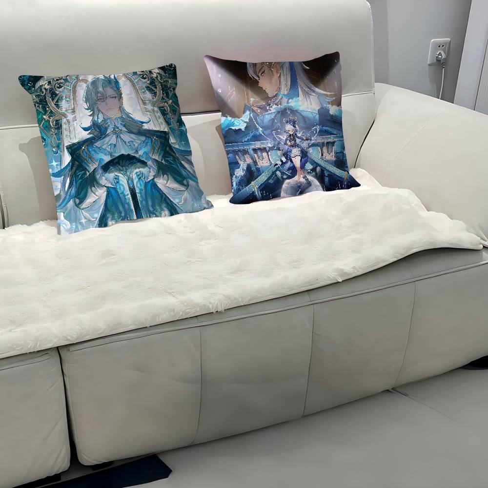 Neuvillette Genshin Impact Kissenbezug Abnehmbarer Waschbarer Kissenbezug – Ganzjahresweiches Leinen