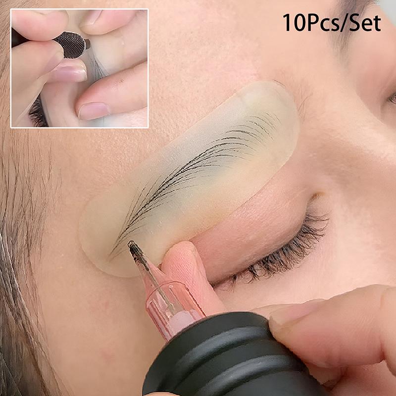10Pcs Tattoo Real Operation Transfer Sticker Skin Print Micor Eyebrow Line Practice Permanent Beginner Silicone Tattoo Training