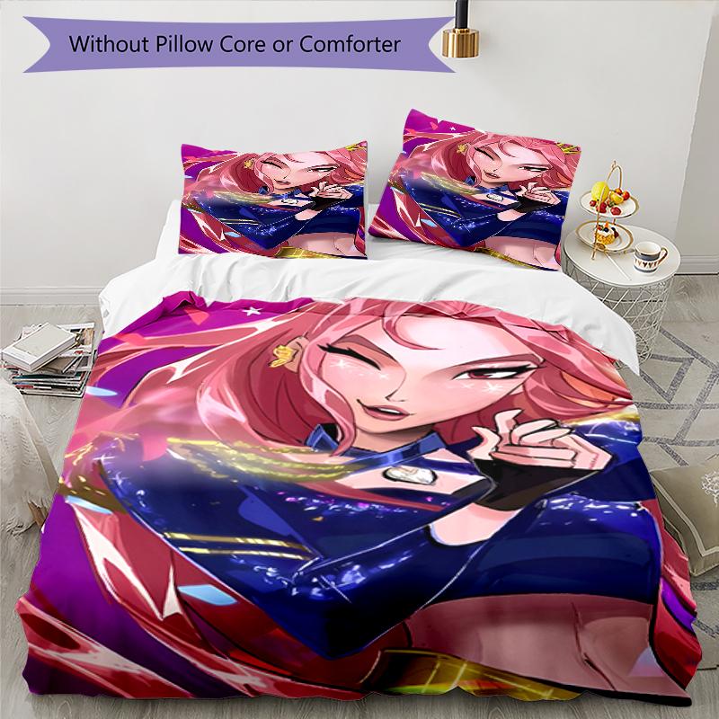 3pcs KPop Demon Hunters MIRA1 Design Cover Set - HD Printed Bedding with 1 Cover and 2 Pillowcases - Perfect for Home and Dorm Decor