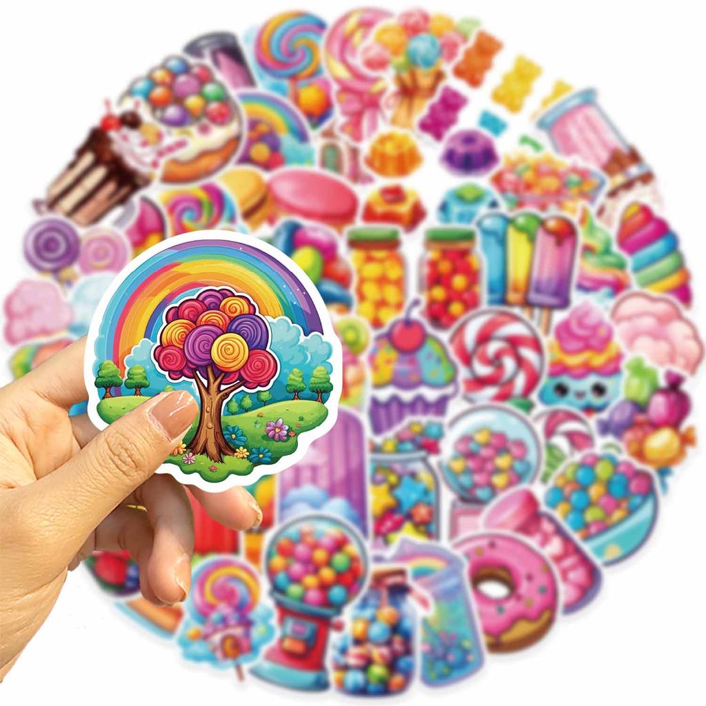 50Pcs Cute Colorful Candy Cartoon Stickers Scrapbooking Notebook Water Bottle Laptop Luggage Skateboard Car Sticker Toy Gift