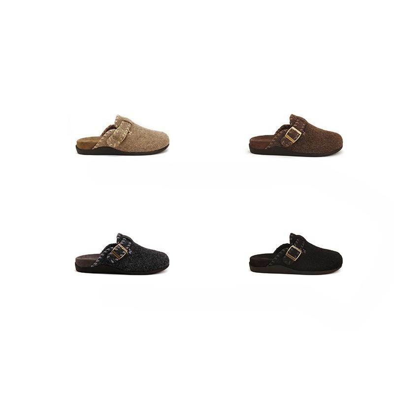 Fall/Winter New Style Buckled Thick-Tread Shoes, Heeled Platform Slippers, Women's