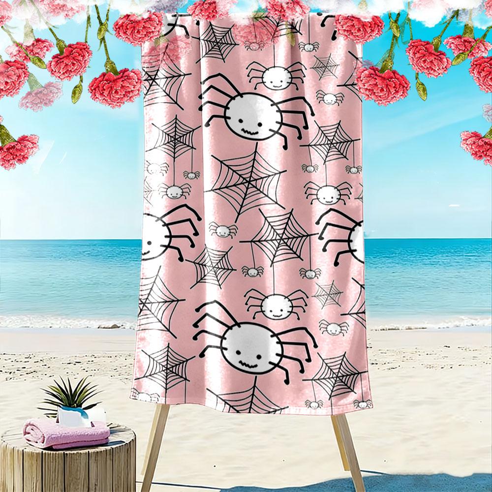 Cheerful Web-spinning Spiders Print Beach Towel, Quick Drying, Suitable for Travel, Outdoor Sports, Jogging, the Beach and Swimming, Gift