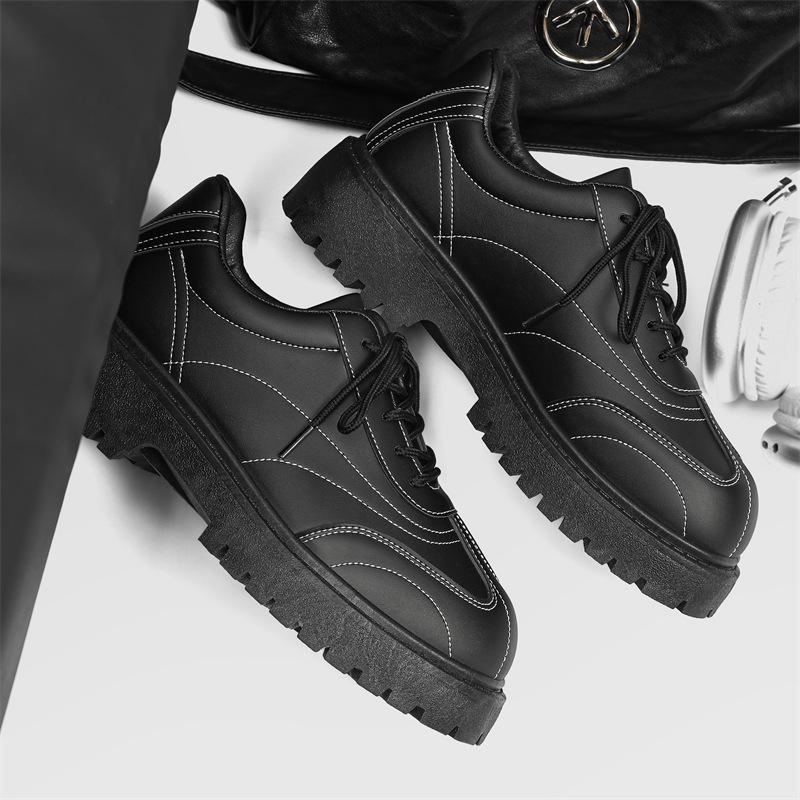 

New leather shoes casual big head shoes Mickey Derby youth wide feet British yuppie platform boots Z 39 чёрный