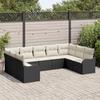 9-piece Garden Sofa Set with Black Poly Rattan Cushions, 2-seater Garden Sofa with Storage and Poly Cushions 3354526