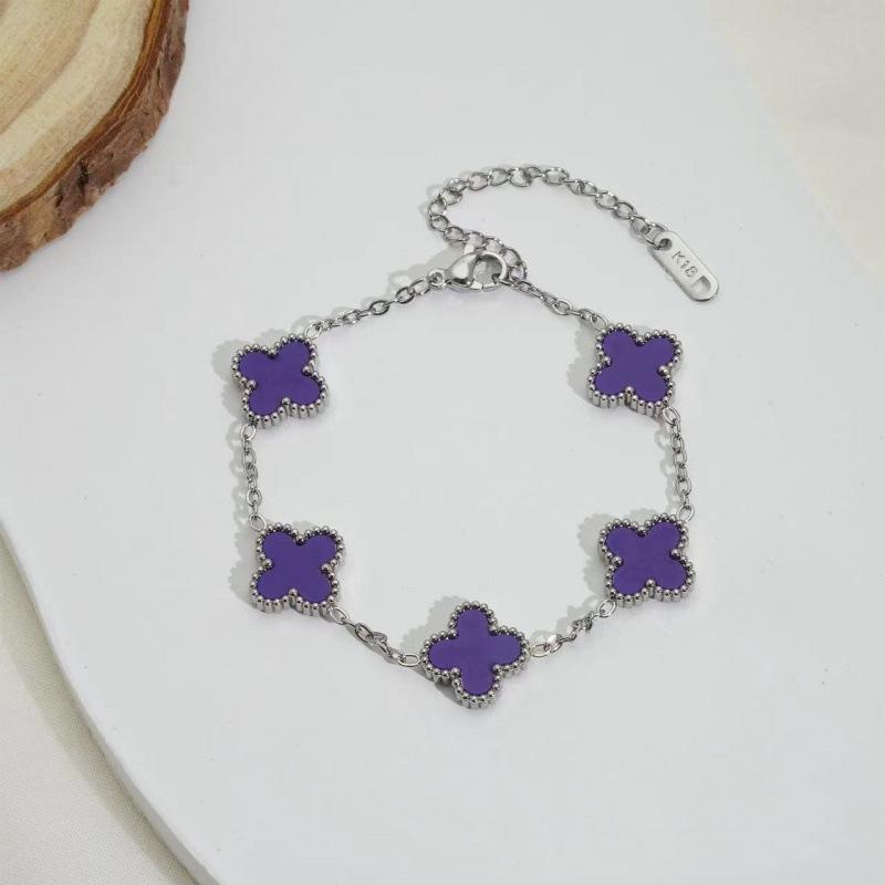 

Классический браслет из титановой стали 13 мм, двухсторонний, с четырехлистным клевером, модные легкие роскошные женские универсальные украшения