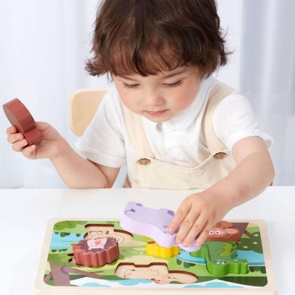 Puzzle Board Wooden Toys 3D Puzzles Pattern Cognitive Animal Jigsaw Toys  Kindergarten Kids