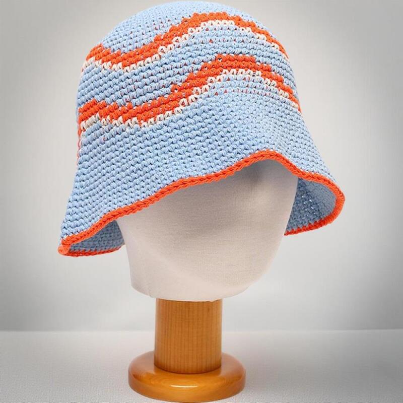 Women's Cotton Two-tone Wave Design Bucket Hat