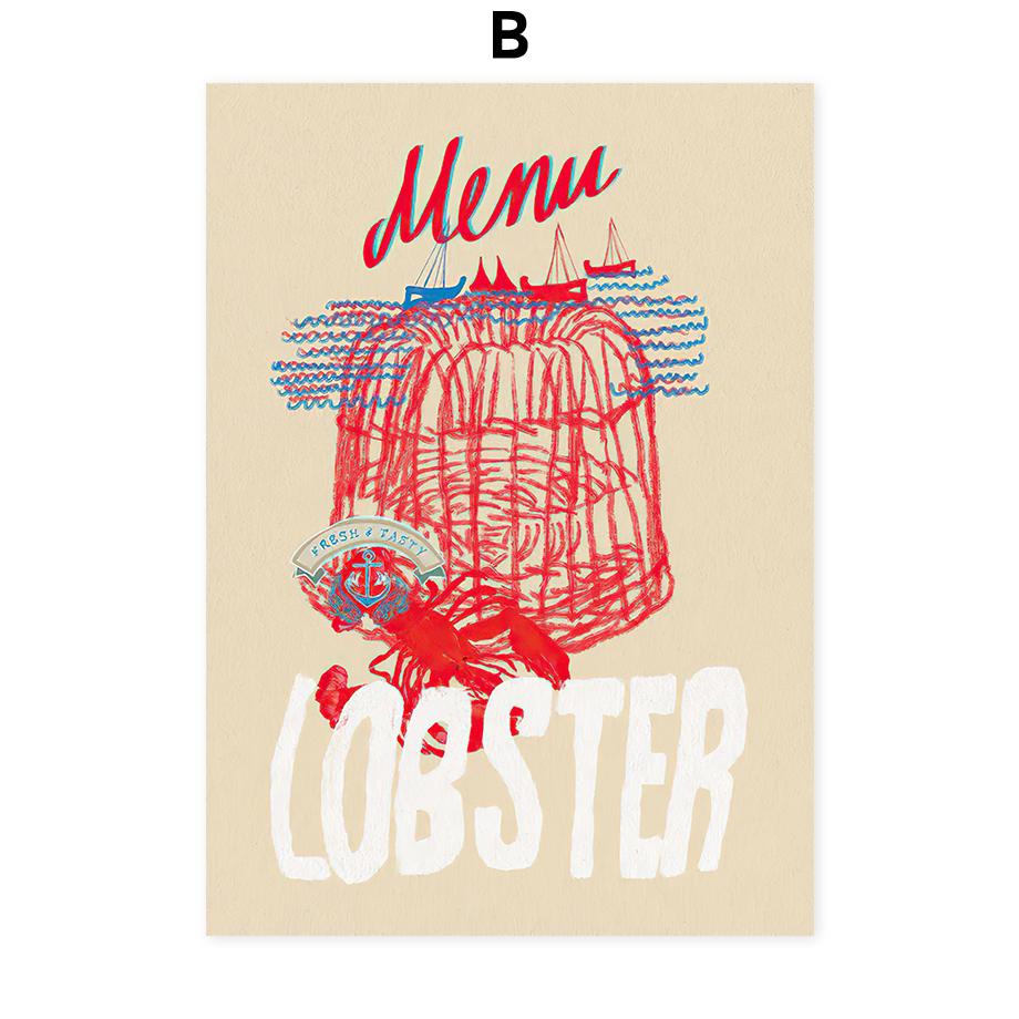 Vintage Marine Life Shrimp Shells Wall Art Poster Canvas Decorative Printing Art Prints Nordic Mural Living Room Home Decoration