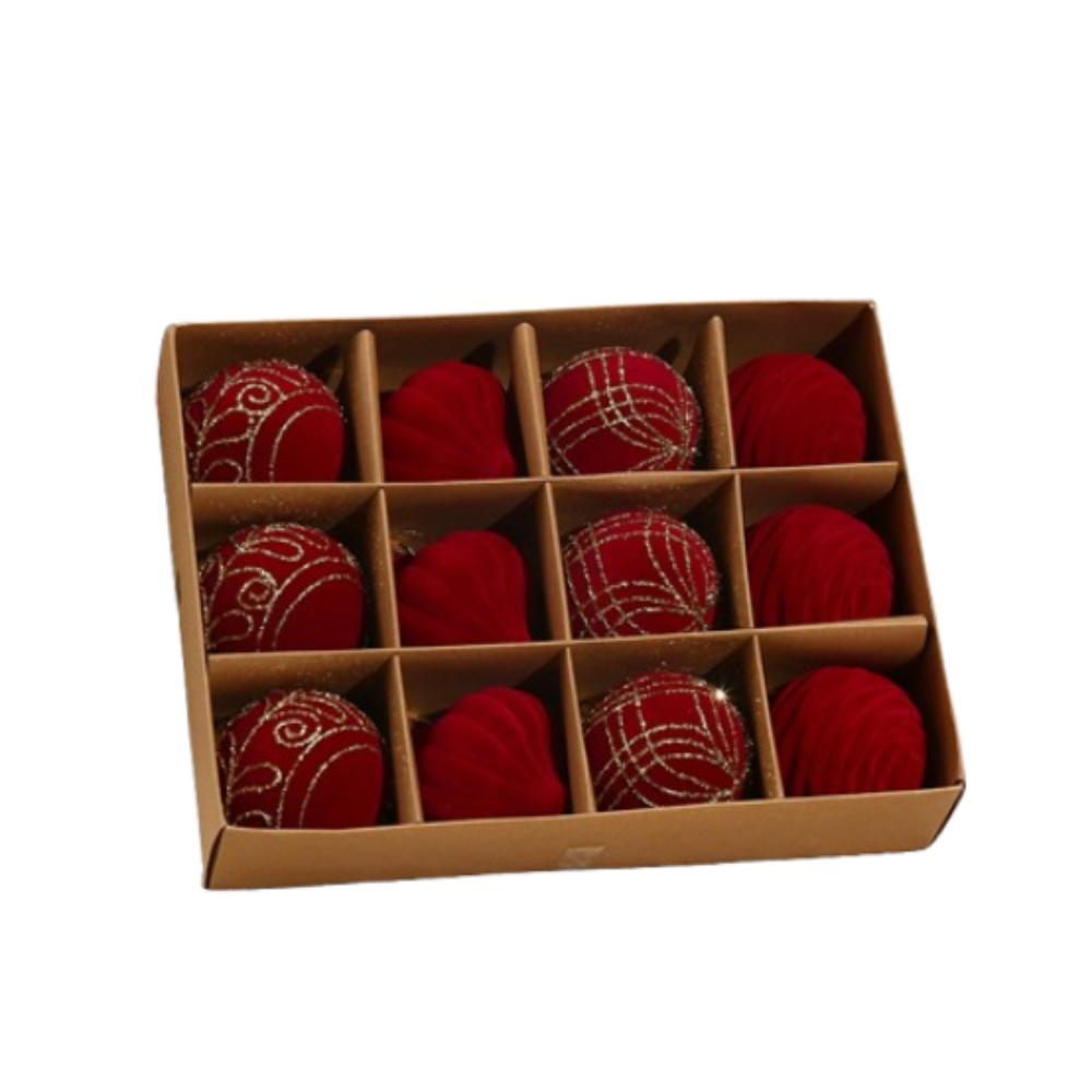 

PET Flocking Christmas Balls Set 6cm/8cm Christmas Tree Ornaments Children Gifts Style 5