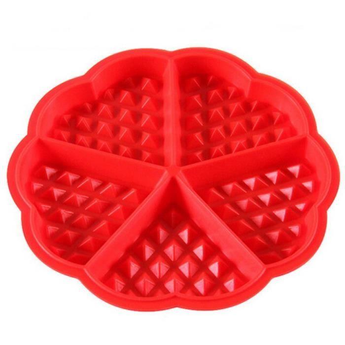 Moule à gaufres - Cuisine silicone - Mini ronde - Rouge - 17.5cm - Compatible lave-vaisselle