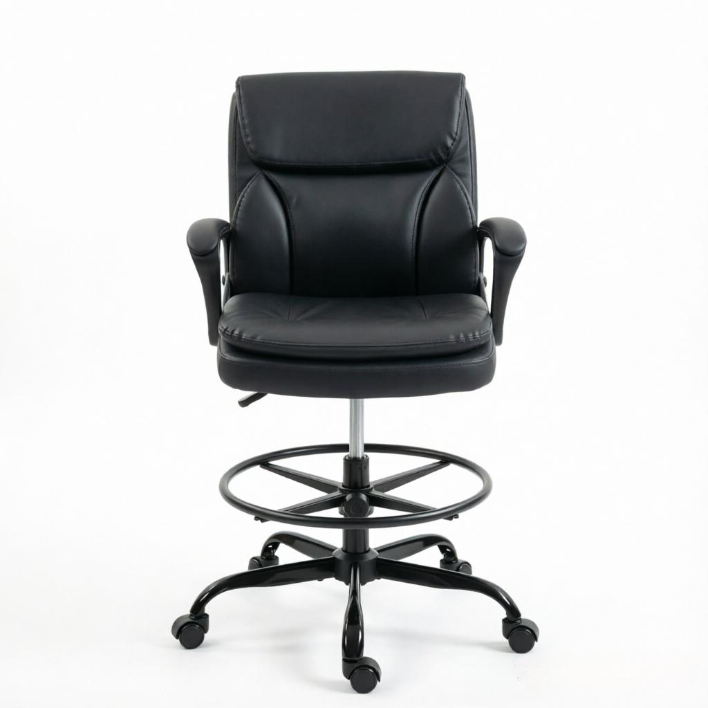 Comfortable Executive Chair with Foot Ring and Casters, Ergonomic Office Swivel Chair, Drafting Chair (only with 1pc office swivel chair)