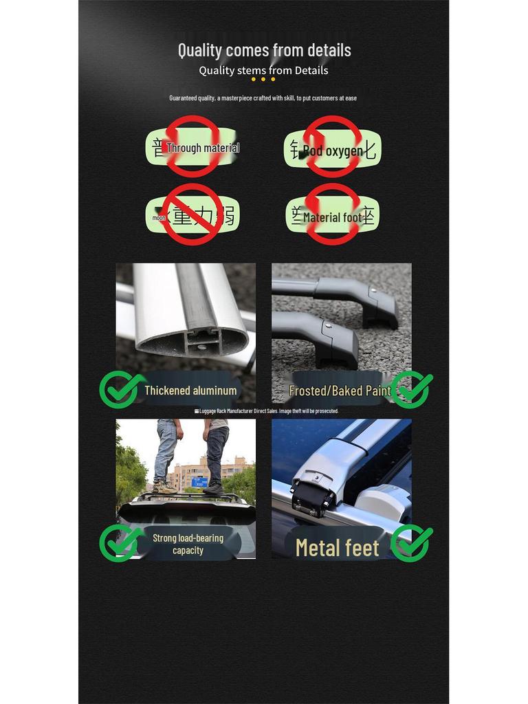 Aluminum Alloy Roof Rack for SUV Off-Road Vehicles with Thickened All-Metal Crossbar and Vise-Type Clamp for Xiaolong Menglong VV5.