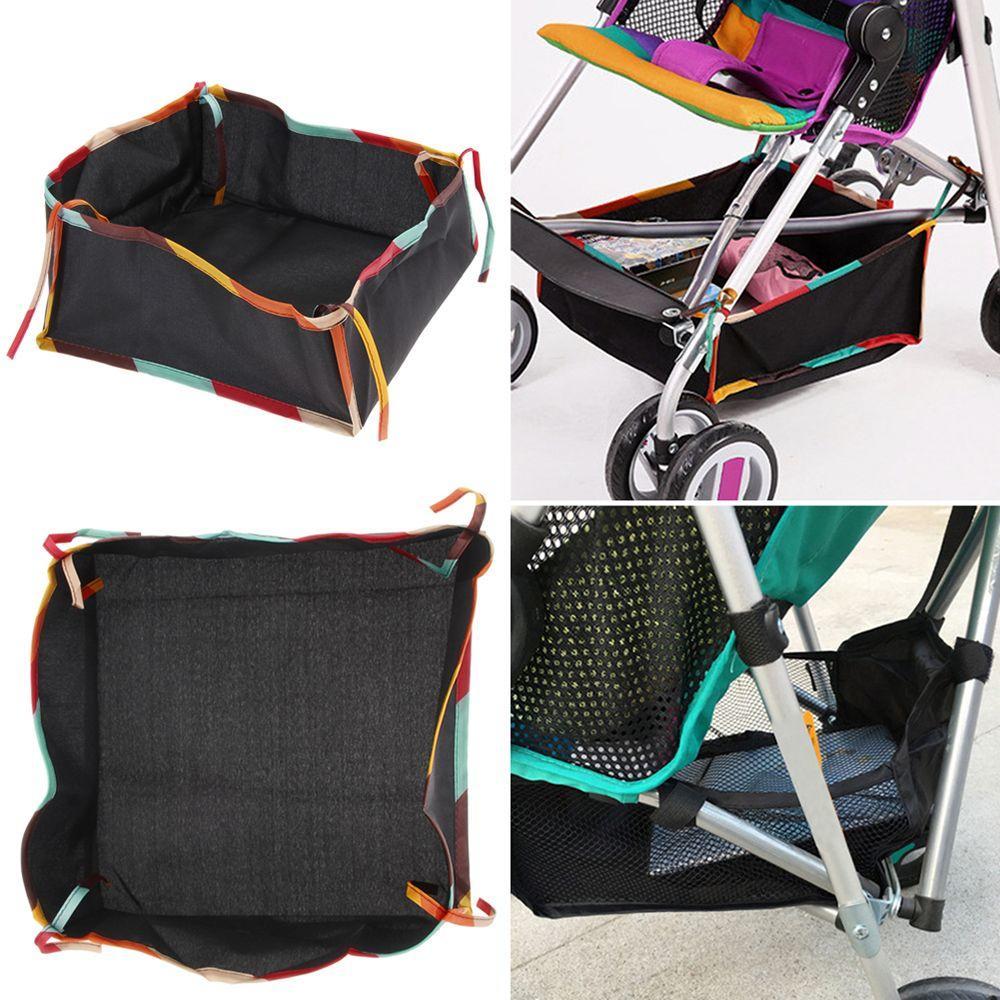 Baby Pram Buggy Universal Bottom Basket Storage Bag for Pushchair Shopping Stroller Buggy Black Colorful