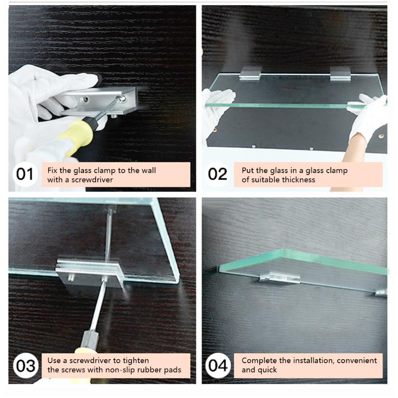2 Stück Glasregalhalterungen Heimmöbelbeschläge Glasbefestigungsklammern Beschläge für Badezimmer Wohnzimmer
