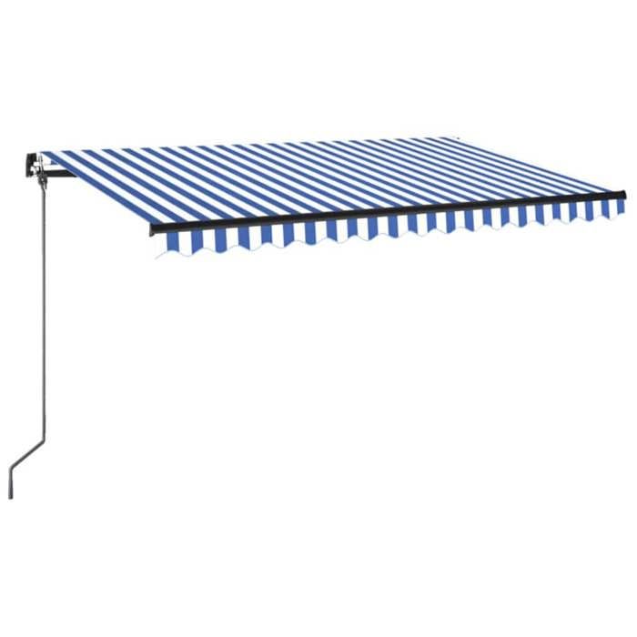 Exclusive House - Manual Retractable Awning with LED 400x350 Cm Blue and White