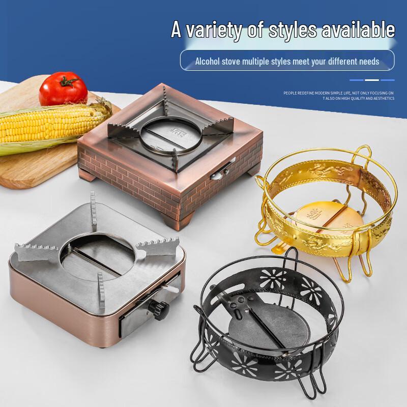 Stainless Steel Alcohol Stove Hot Pot Set 28cm Flat Bottom Pot with Palace Stove (No Lid)