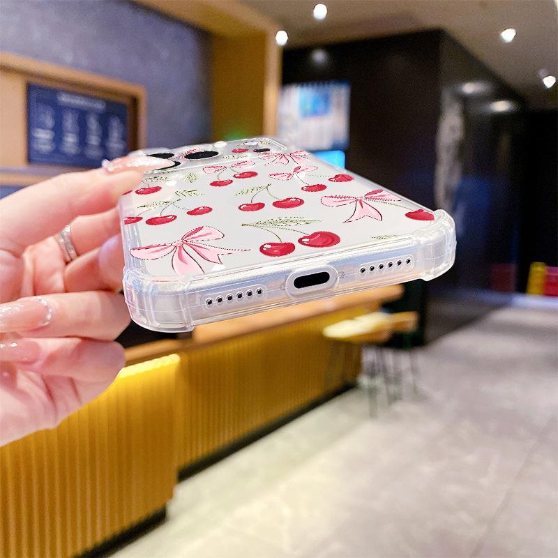 Factory Cherry Bow UV Painted Four Corners Anti-drop TPU Soft Shell Protective Case Apple 17pm Mobile Phone Case