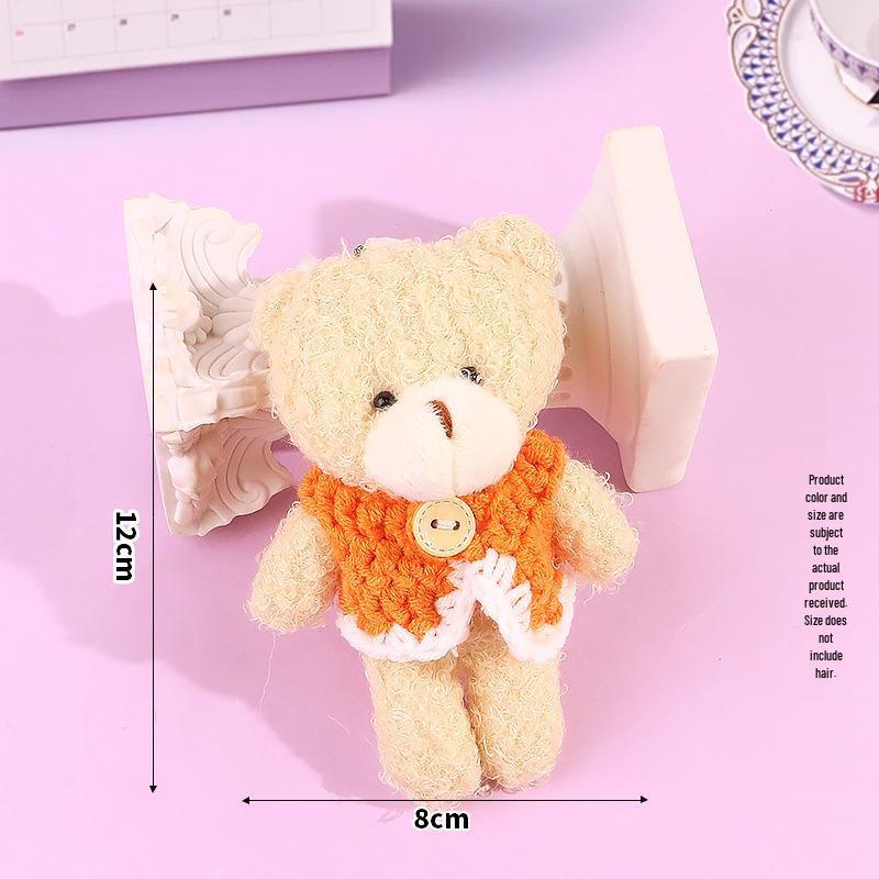 Blush Bear Plush Vest Keychain - Cute Teddy Backpack Charm Gift