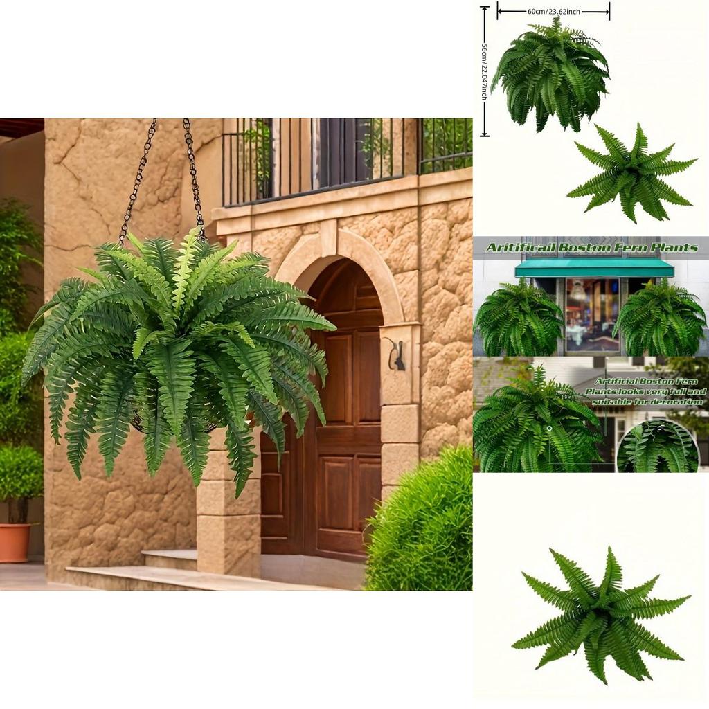 Boston Fern Artificial Plant With Uvresistant Plastic Foliage For Home Decor And Office Space
