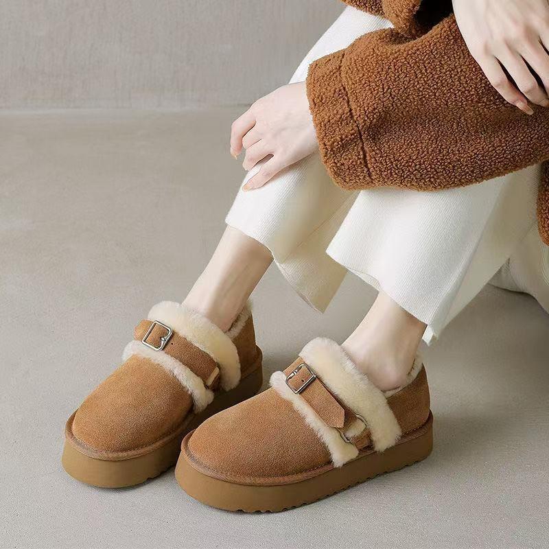 

Thick-soled velvet women s new autumn and winter fur integrated low-top snow boots Boken wool cotton shoes 40 верблюд