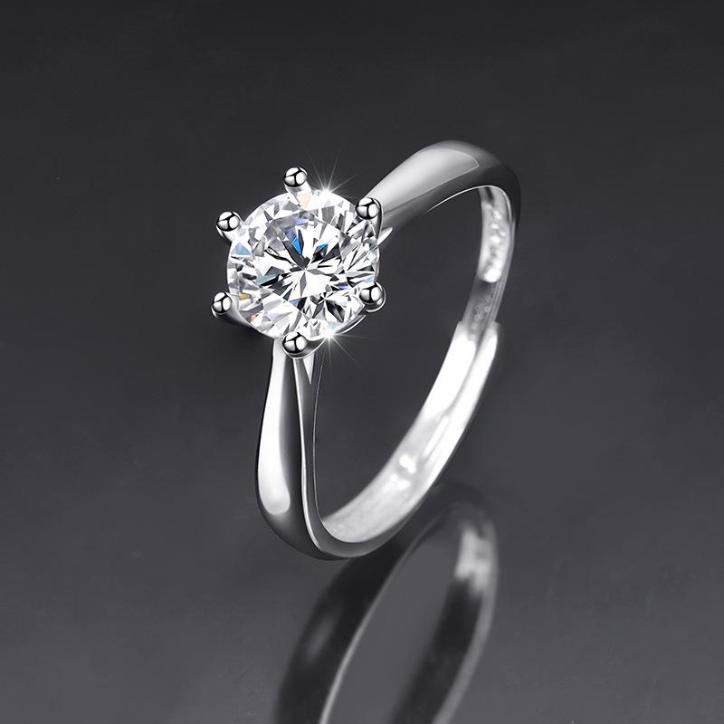 Elegant Psychic Moissanite Six-Claw Ring - 1 Carat Openable Women s High-End Fashion Proposal Ring Adjustable