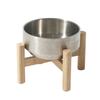 Wooden Stand Stainless Steel Dog Bowl Tilt-proof Rust-proof Cat Food Bowl Elevated Double Layer Pet Feeding Bowl Pet Supplies