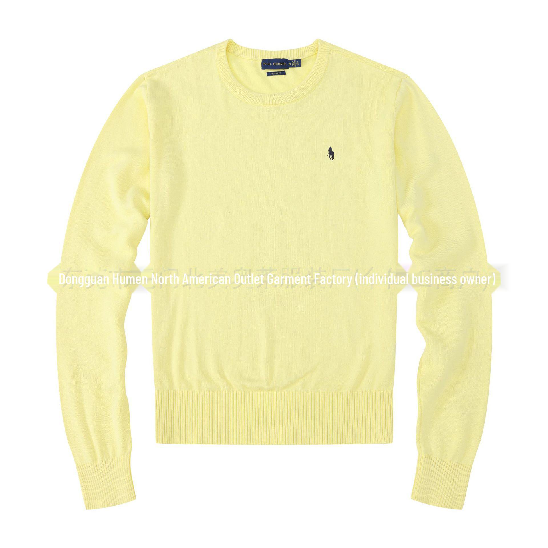 

Осенне-зимний мужской повседневный тонкий свитер из хлопка с круглым вырезом и логотипом RL Pony M жёлтый
