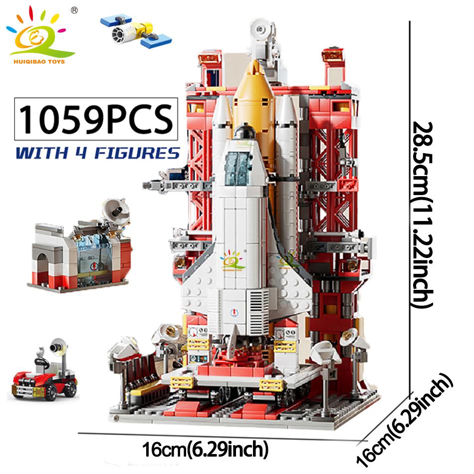 Non-Toxic Space Aviation Manned Rocket Building Blocks With Astronaut Figure City Aerospace Model Bricks Children Toys For Kids
