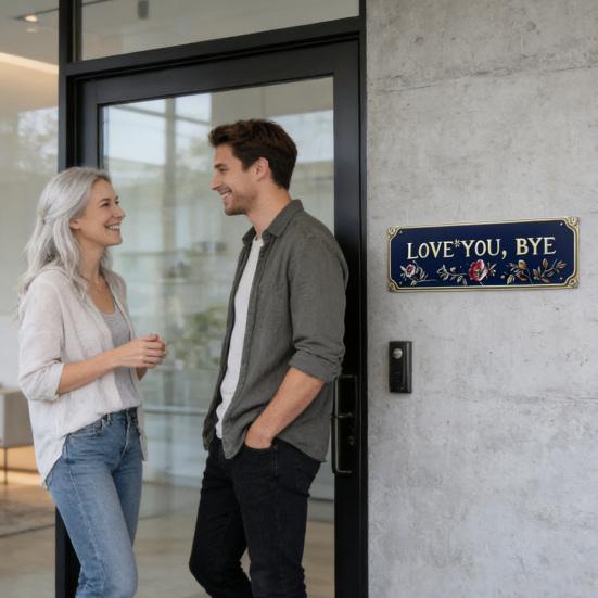 Älskar dig Hejdå Metallskylt Väderbeständig Vintage Utomhus Trädgård Gård Hem Bar Hall Entré Vägghängande Skylt Dekorativ Plakett