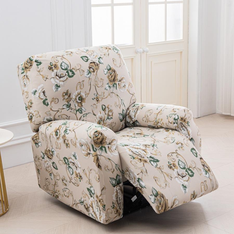 

4pcs/set Dustproof Recliner Sofa Cover Printed Milk Silk Stretch Couch Cover Furniture Protector for Living Room Capa Para Sofá