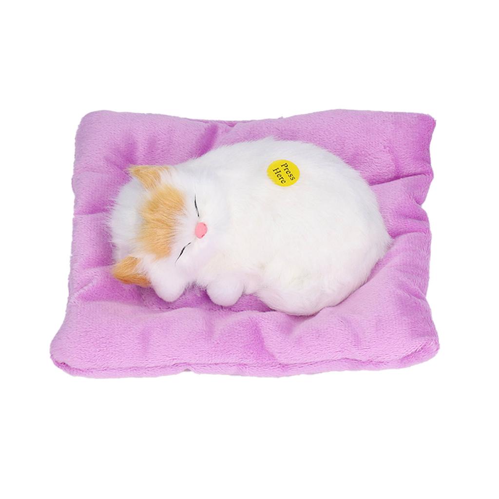 Fake Cats Sleeping Kitten Doll Toy Simulation Sleeping Cat On Pad Interactive Pet Toy with Sound
