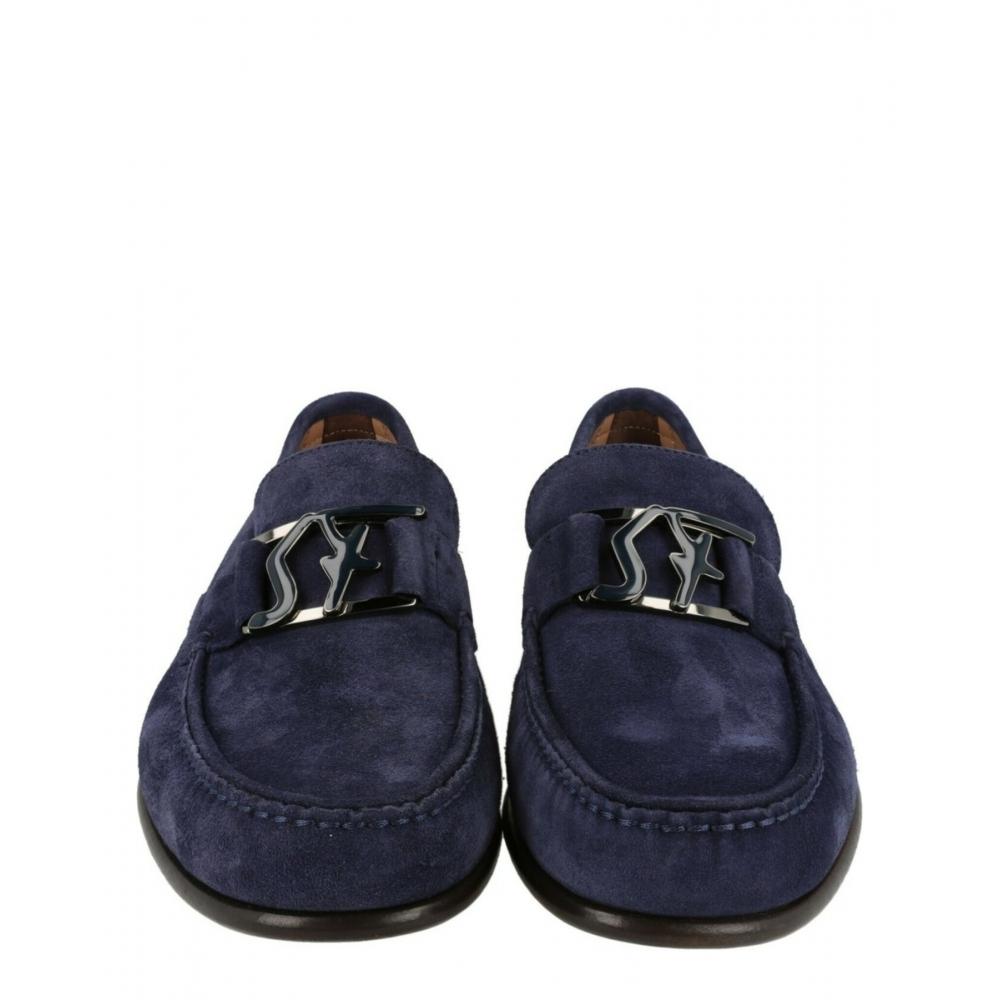 Salvatore Ferragamo Blue Prerov Suede Loafers