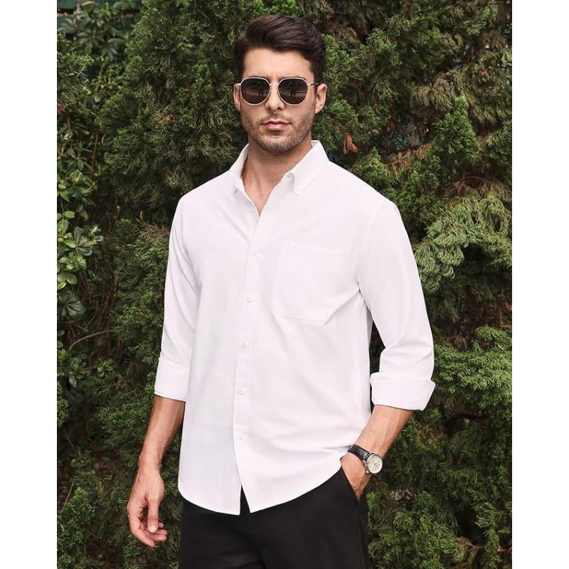 Herren Uni Oxford Langarm Button-Down-Hemd mit Brusttasche, EU-Größe Lässiges Business-Hemd für Amazon Cross-Border