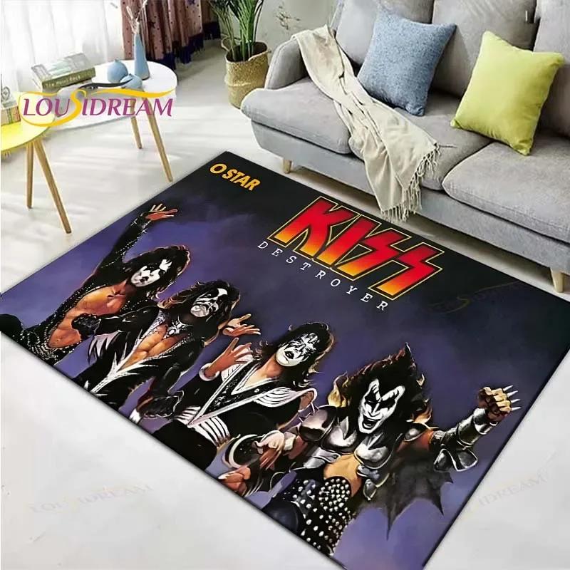 Berühmte Musik Heavy Metal Band KK-Kiss Bedruckte Teppiche Wohnzimmer Anti-Rutsch-Bereichsteppich Kinderzimmer Matten Yogamatte Großer Teppich
