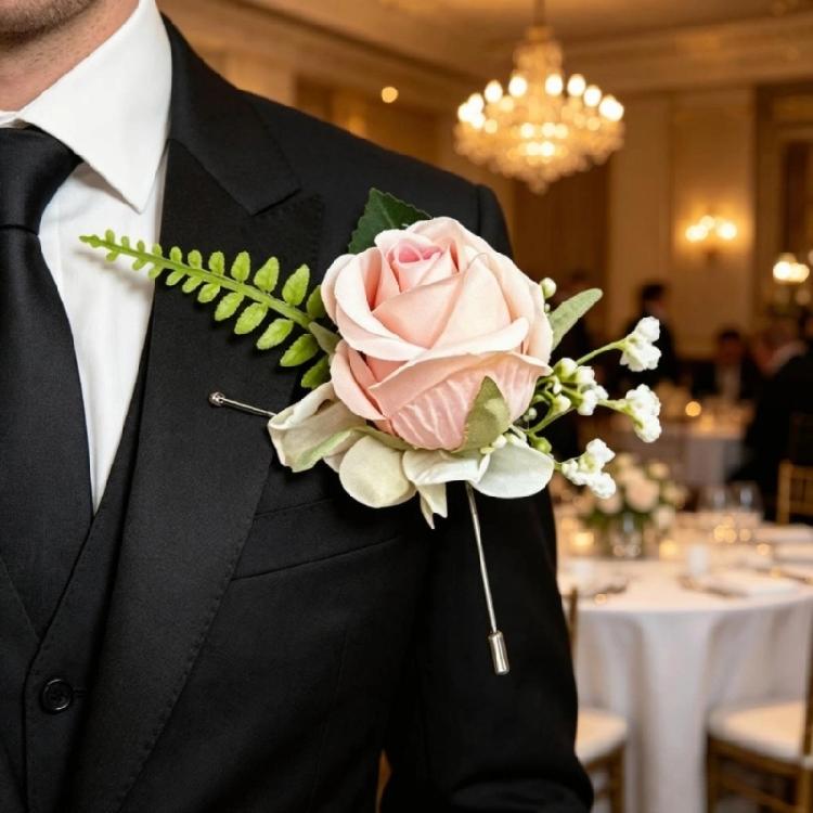 Beautiful Silk Flower Boutonniere Chest Flower For Weddings Parties And Formal Event Gatherings Dressingup Accessory